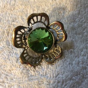Green and silver stretchy ring